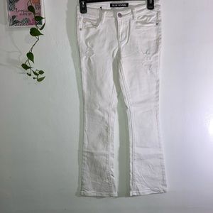 Blue revival, white, distressed, jeans, new without tags